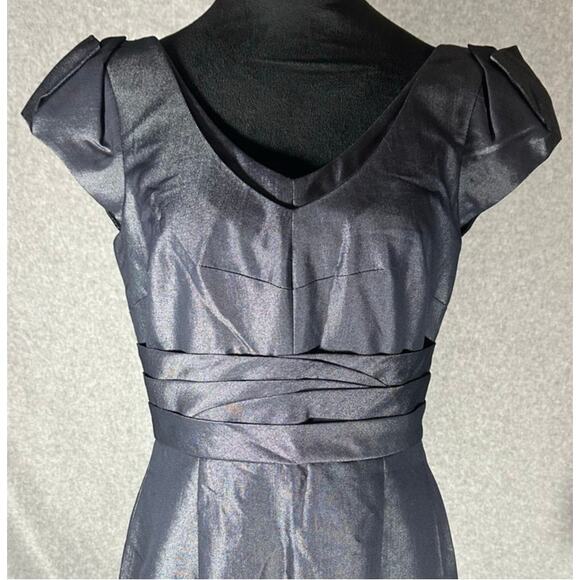 Antonio Melani Sz 6 Pucker Cocktail Dress‎ Metallic Pleated Ruffle Cap Sleeve - Picture 9 of 10